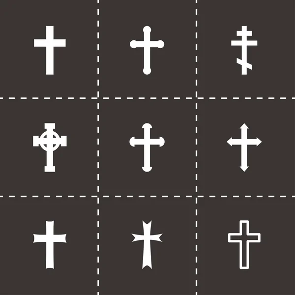 Vetor preto cruzes ícone conjunto —  Vetores de Stock
