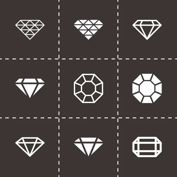 Vector black diamond icon set — Stock Vector