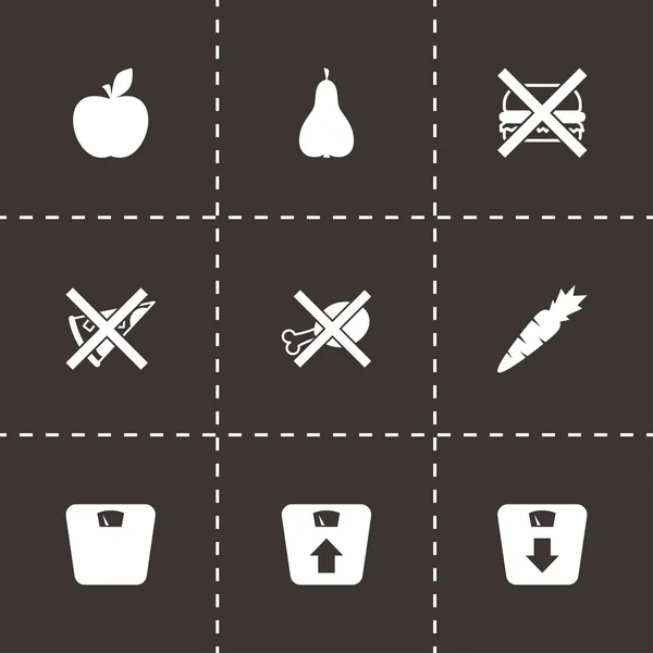 Набор иконок векторной черной диеты — стоковый вектор