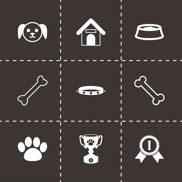 Vector negro perro icono conjunto — Vector de stock