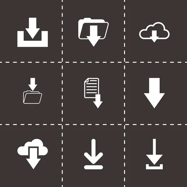 Ensemble d'icônes de téléchargement vectoriel noir — Image vectorielle