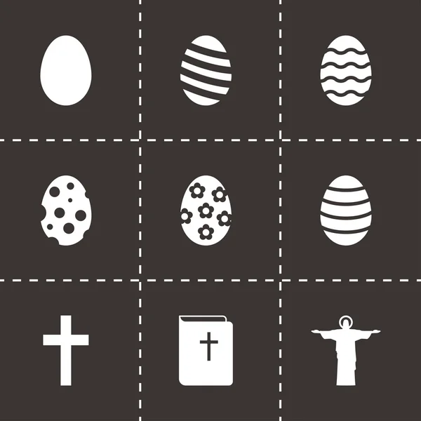 Vector black easter icon set — Stock Vector