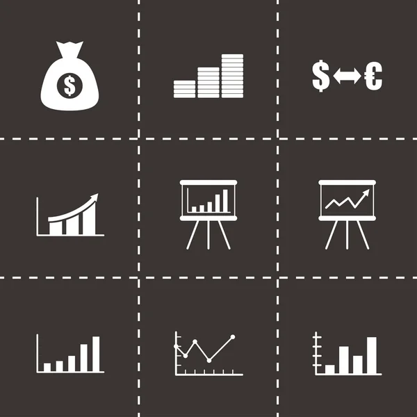 Ensemble d'icônes économiques noir vectoriel — Image vectorielle