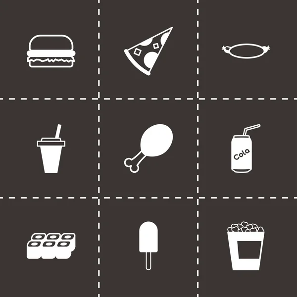 Vektor schwarzes Fastfood Icon Set — Stockvektor