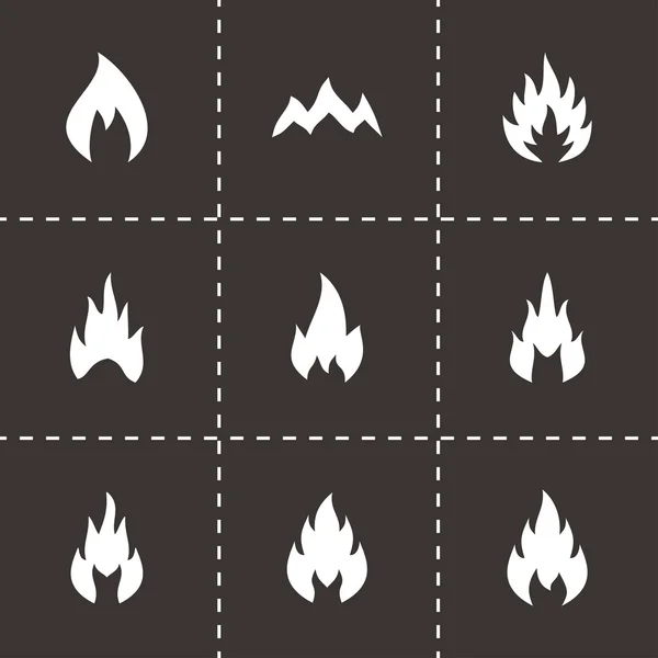 Vektor schwarzes Feuer-Symbol gesetzt — Stockvektor