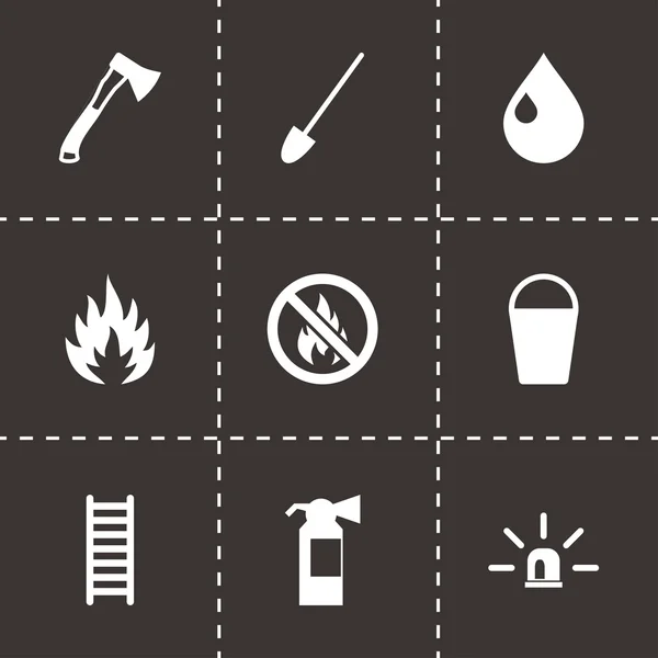 Conjunto de ícones de bombeiro preto vetorial — Vetor de Stock