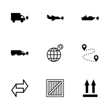 siyah vektör lojistik simgeler kümesi