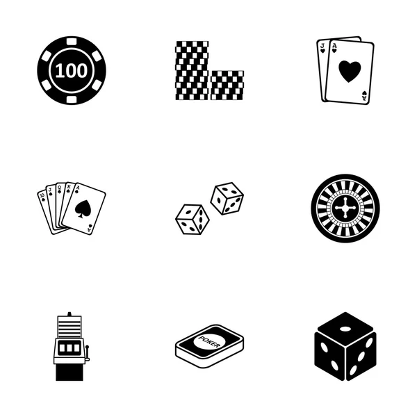 Vektor schwarze Casino-Symbole gesetzt — Stockvektor