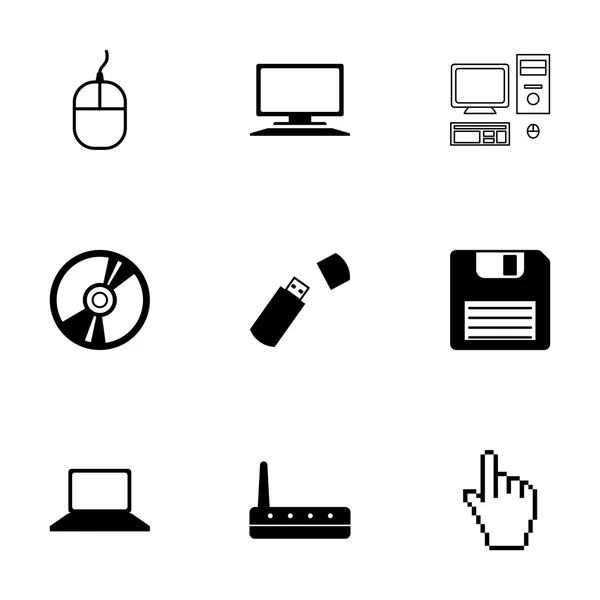 Vector black computer icons set — Stock Vector