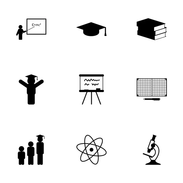 Conjunto de iconos de educación negra vectorial — Archivo Imágenes Vectoriales