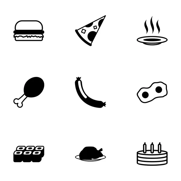 Conjunto de iconos de comida negra vectorial — Archivo Imágenes Vectoriales