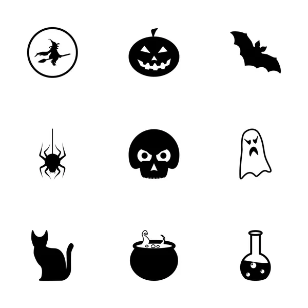 Vector black halloween icons set — Stock Vector