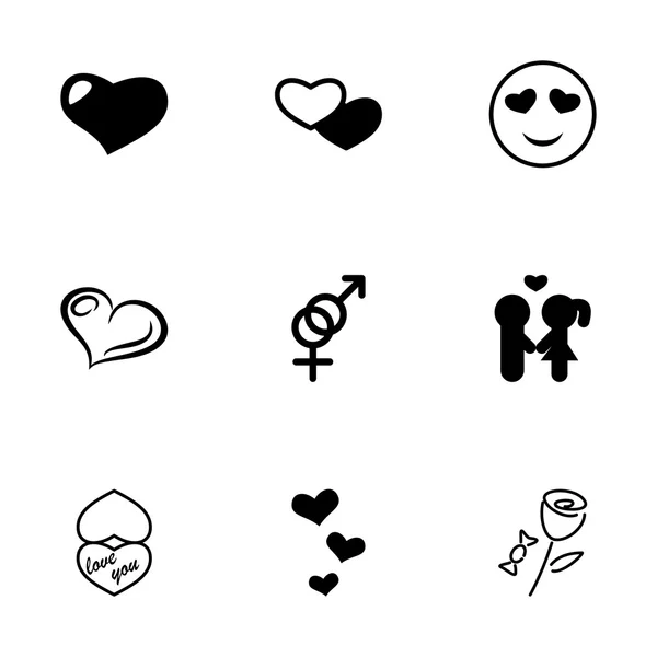 Vector black love icons set — Stock Vector