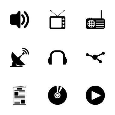 siyah vektör Medya simgeler kümesi