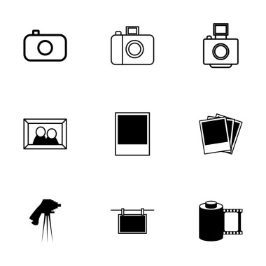 vektör siyah fotoğraf simge kümesi