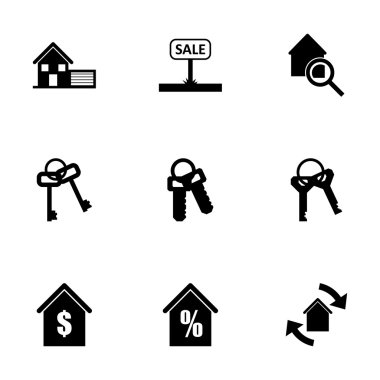 siyah vektör gayrimenkul Icons set