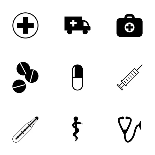 Set di icone mediche nere vettoriali — Vettoriale Stock