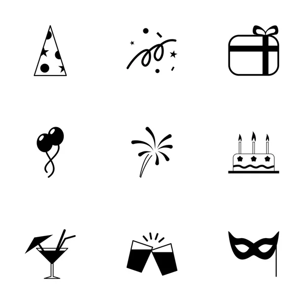 Vector black party icons set — Stock Vector