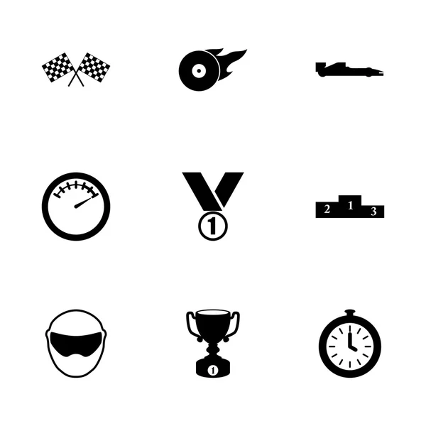 Ensemble d'icônes de course noir vectoriel — Image vectorielle