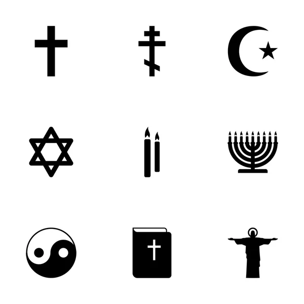 Vector zwarte religie icons set — Stockvector