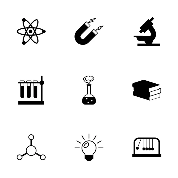 Vector zwarte wetenschap icons set — Stockvector