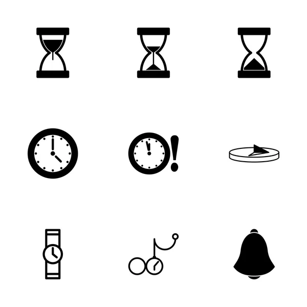 Vector black time icons set — Stock Vector