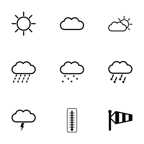 Vecteur noir icônes météo ensemble — Image vectorielle