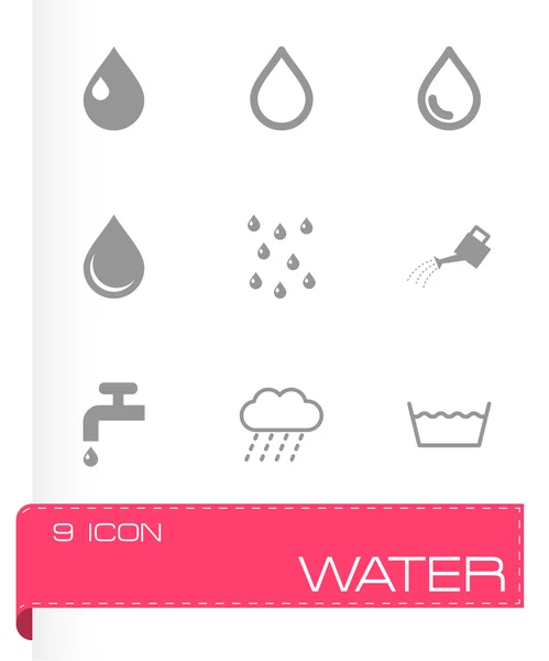 Vector zwarte water pictogrammenset — Stockvector