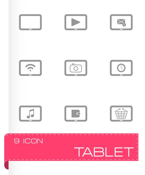 Vector black tablet icon set — Stock Vector