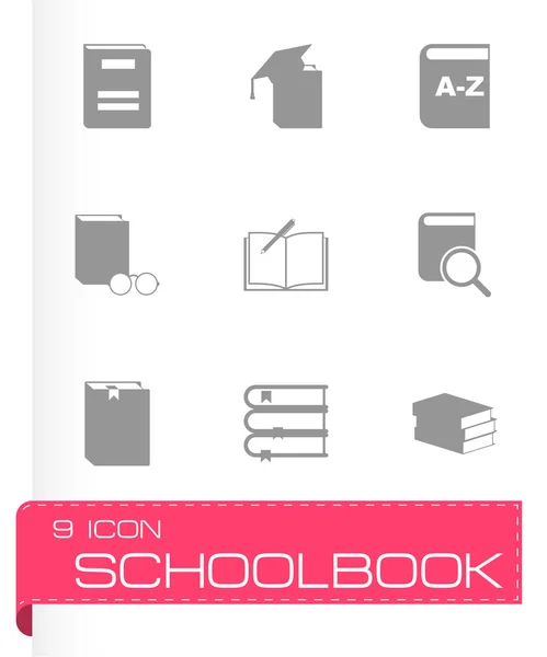 Conjunto de iconos de libro de escuela negro vectorial — Archivo Imágenes Vectoriales