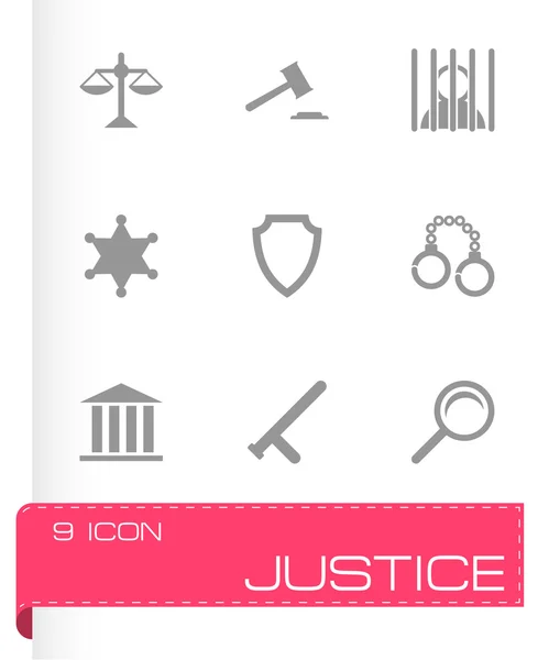 Vector black justice icons set — Stock Vector