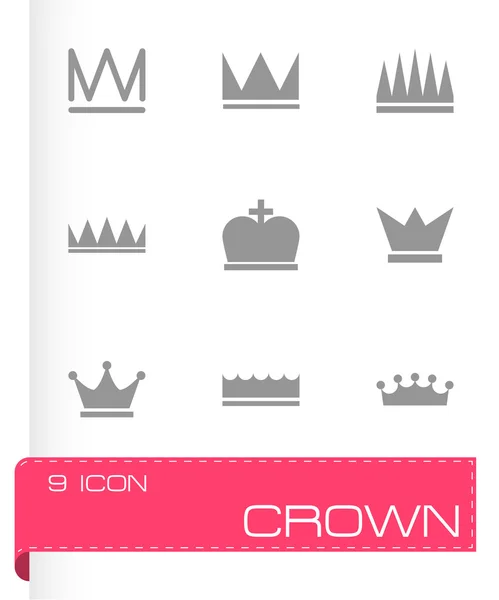 Vector black crown  icons set — Stock Vector
