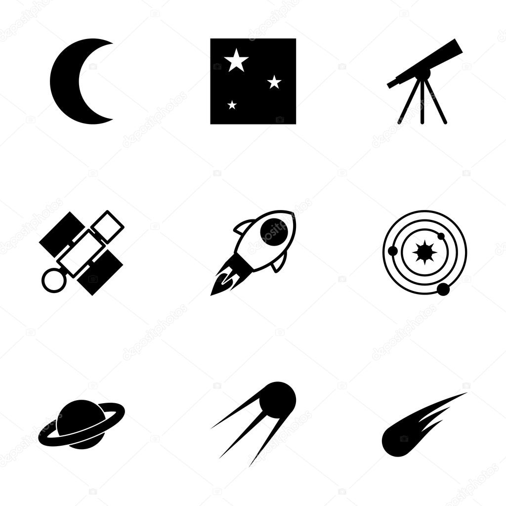 Vector black space icons set