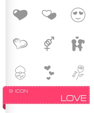 vektör siyah love Icons set