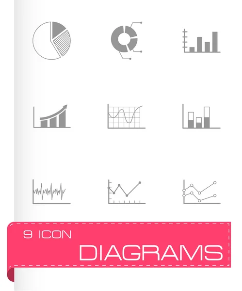 Conjunto de iconos de diagramas de vectores negros — Vector de stock