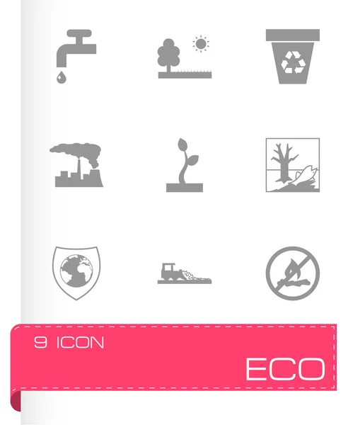 Vektor svart eco ikoner set — Stock vektor