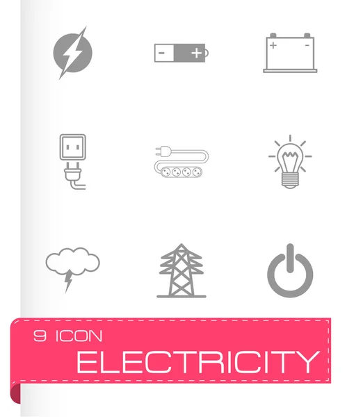 Vector black electricity icons set — Stock Vector