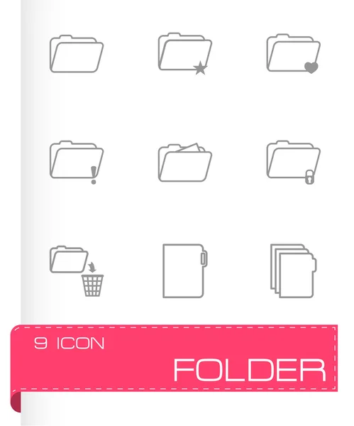 Vector black folder icons set — Stock Vector