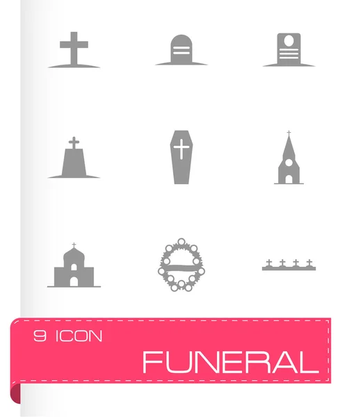 Vector black funeral icons set — Stock Vector