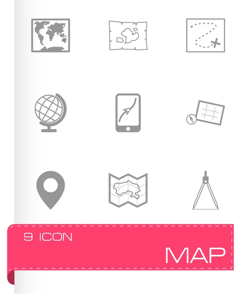 Vector negro mapa iconos conjunto — Vector de stock