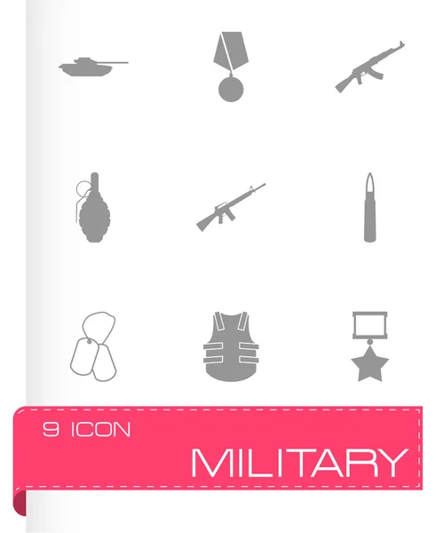 Vektor svart militär ikoner set — Stock vektor