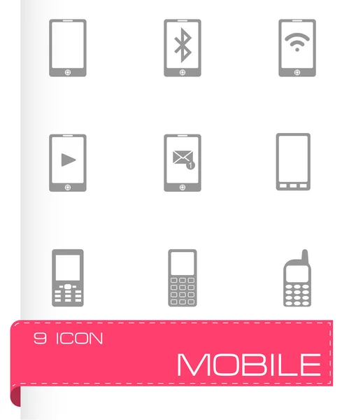 Vector black mobile icons set — Stock Vector
