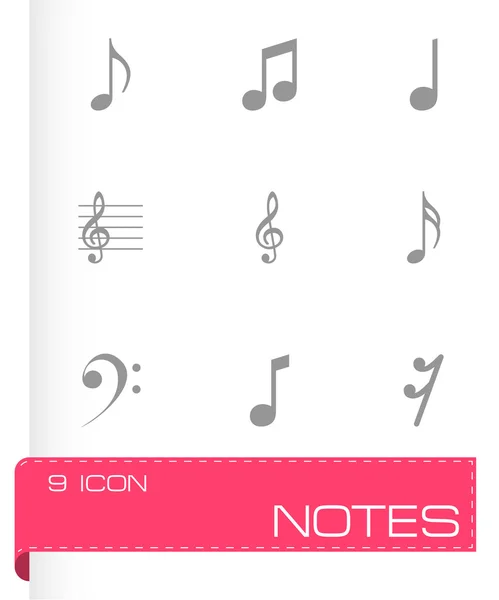 Conjunto de iconos de notas negras vectoriales — Vector de stock