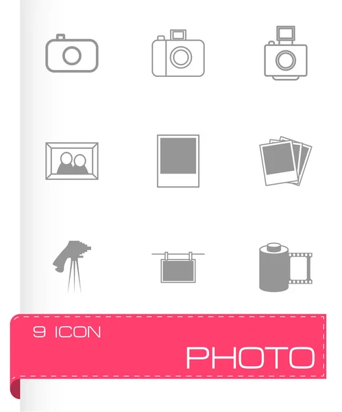 Conjunto de iconos de foto vectorial negro — Vector de stock