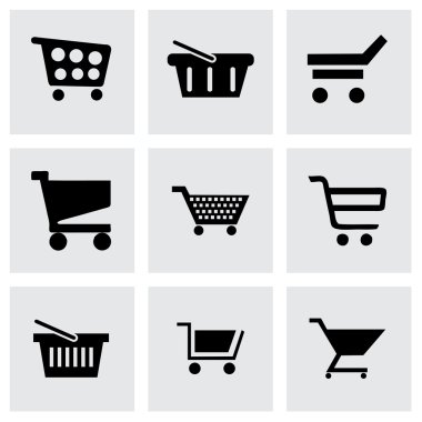 alışveriş sepeti Icons set vektör siyah