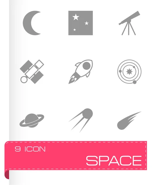 Vector black space icons set — Stock Vector