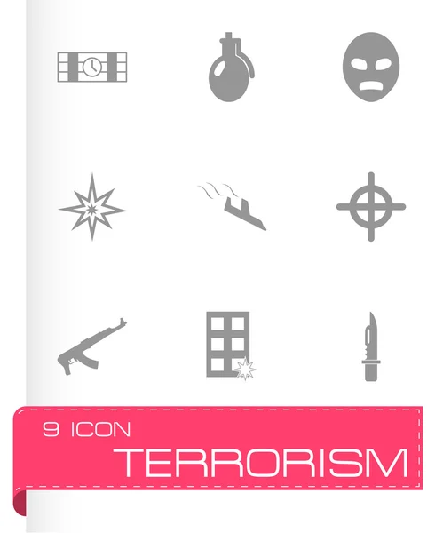 Conjunto de iconos de terrorismo negro vectorial — Vector de stock