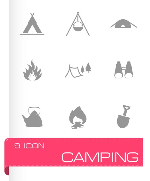 Vektor schwarz camping icons set — Stockvektor