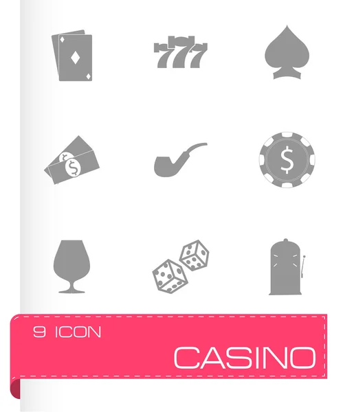 Vector negro casino iconos conjunto — Archivo Imágenes Vectoriales