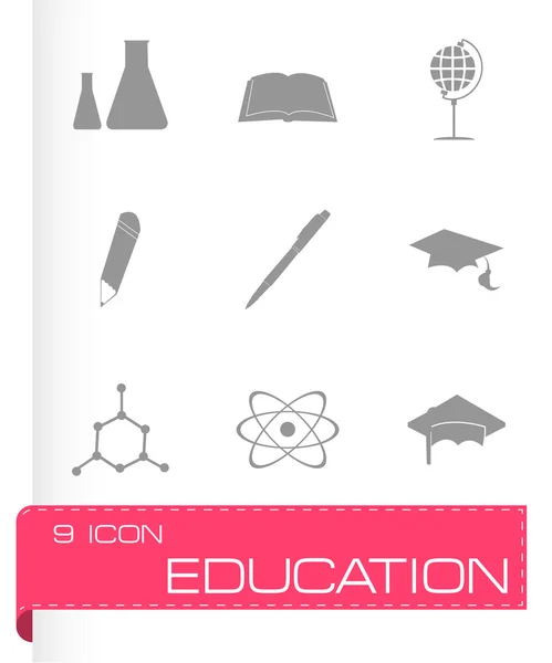 Conjunto de iconos de educación negra vectorial — Archivo Imágenes Vectoriales